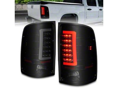 LED C-Bar Tail Lights; Black Housing; Smoked Lens (07-14 Sierra 2500 HD)