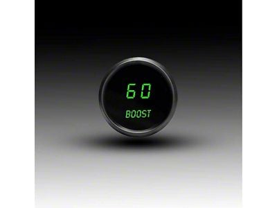 LED Digital Boost Gauge with Black Bezel; 2-1/16-Inch; Green; 0-60 PSI (Universal; Some Adaptation May Be Required)