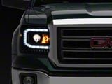 LED DRL Projector Headlights; Black Housing; Clear Lens (15-19 Sierra 2500 HD w/ Factory Halogen Headlights)