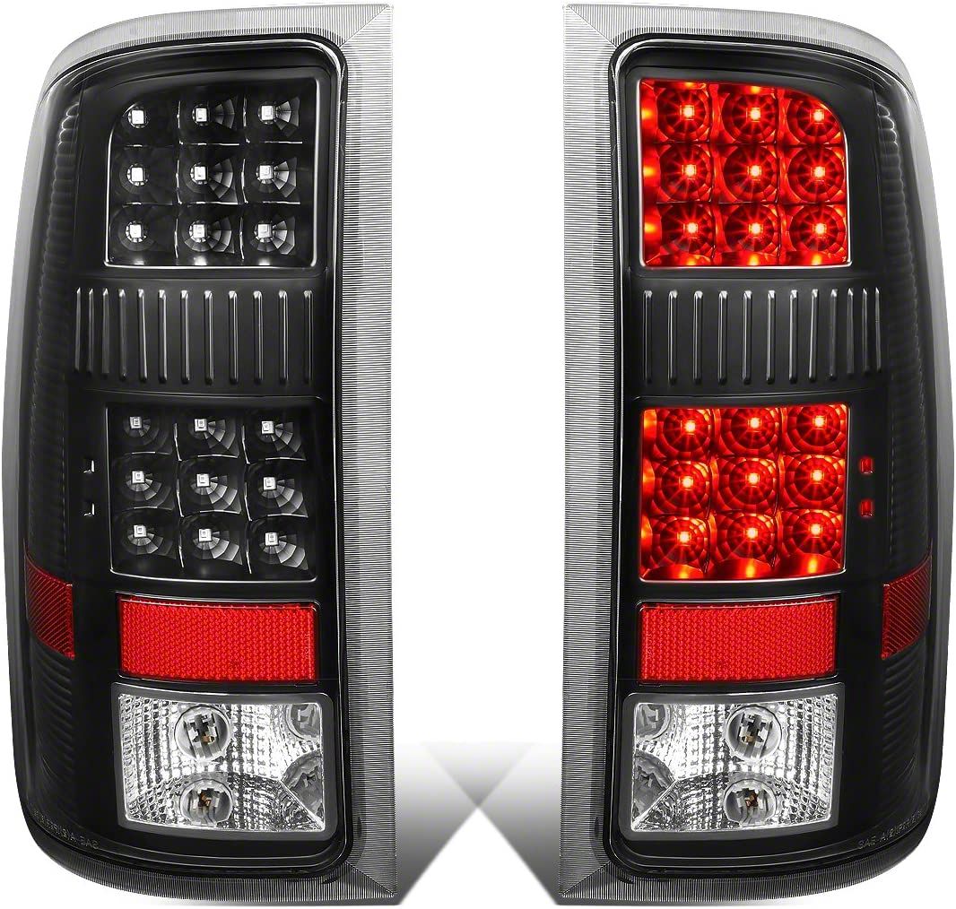 Sierra 2500 LED Tail Lights; Black Housing; Clear Lens (07-14 Sierra