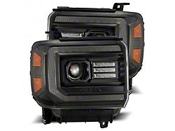 AlphaRex LUXX-Series LED Projector Headlights; Alpha Black Housing; Clear Lens (15-19 Sierra 2500 HD)