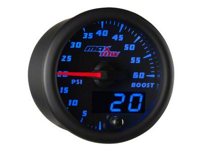 MaxTow 60 PSI Boost Gauge; Black and Blue (Universal; Some Adaptation May Be Required)