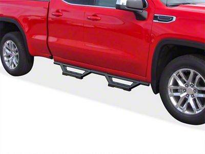 Octagon Tube Drop Style Nerf Side Step Bars; Black (20-24 Sierra 2500 HD Double Cab)