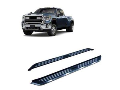 Pinnacle Running Boards; Black and Silver (20-24 Sierra 2500 HD Double Cab)