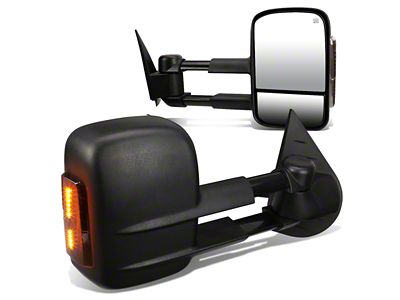 Powered Heated Towing Mirrors with Smoked Amber LED Turn Signal; Black (07-14 Sierra 2500 HD)