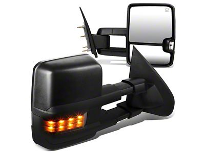 Powered Heated Towing Mirrors with Smoked Amber LED Turn Signal; Black (15-19 Sierra 2500 HD)