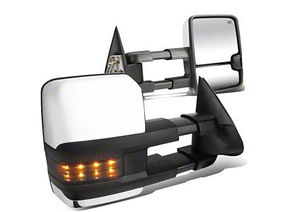 Powered Heated Towing Mirrors with Smoked Amber LED Turn Signal; Chrome (03-06 Sierra 2500 HD)