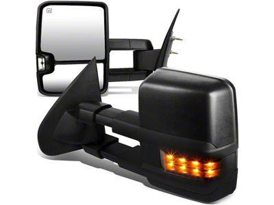 Powered Heated Towing Mirrors with with Smoked LED Turn Signals; Black (15-17 Sierra 2500 HD)