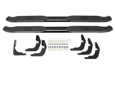 Pro Traxx 4-Inch Oval Side Step Bars; Black (15-19 Sierra 2500 HD Double Cab)