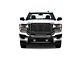 Rugged Heavy Duty Grille Guard with 5.30-Inch Black Round Flood LED Lights; Black (15-19 Sierra 2500 HD, Excluding Denali)