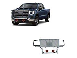 Rugged Heavy Duty Grille Guard with 7-Inch Red Round Flood LED Lights; Black (20-23 Sierra 2500 HD)