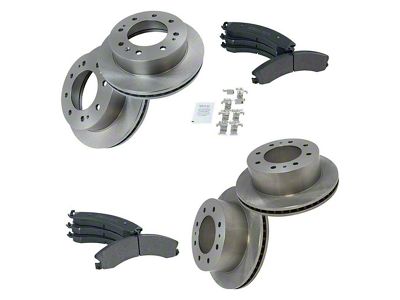 Semi-Metallic 8-Lug Brake Rotor and Pad Kit; Front and Rear (12-19 Sierra 2500 HD)