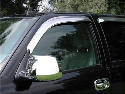 Tape-Onz Sidewind Deflectors; Front and Rear; Chrome (07-14 Sierra 2500 HD Crew Cab)