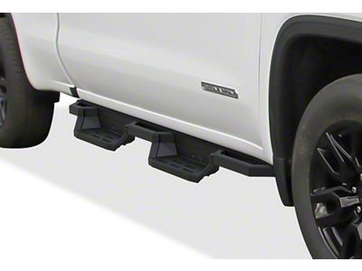 Square Tube Drop Style Nerf Side Step Bars; Matte Black (20-24 Sierra 2500 HD Double Cab)