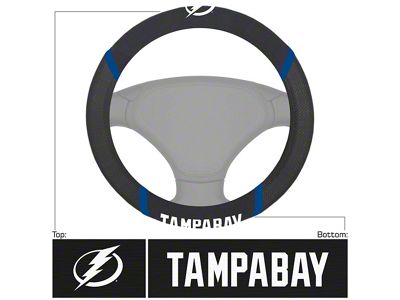 Steering Wheel Cover with Tampa Bay Lightning Logo; Black (Universal; Some Adaptation May Be Required)