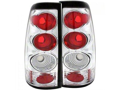 Tail Lights; Chrome Housing; Clear Lens (01-06 Sierra 2500 HD)