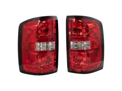 Tail Lights; Chrome Housing; Red Lens (15-18 Sierra 2500 HD w/ Factory Halogen Tail Lights)