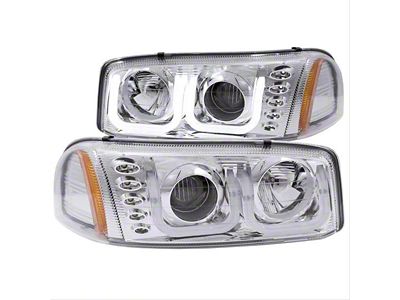 U-Bar Projector Headlights; Chrome Housing; Clear Lens (01-06 Sierra 2500 HD)