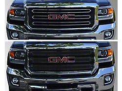 Chrome Delete Upper Grille Overlay; Gloss Black (15-19 Sierra 2500 HD)