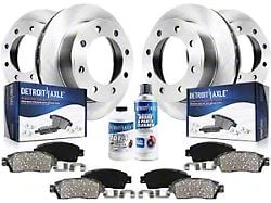 Vented 8-Lug Brake Rotor, Pad, Brake Fluid and Cleaner Kit; Front and Rear (07-10 Sierra 2500 HD)