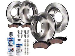 Vented 8-Lug Brake Rotor, Pad, Brake Fluid and Cleaner Kit; Front and Rear (07-10 Sierra 2500 HD)