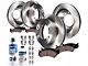 Vented 8-Lug Brake Rotor, Pad, Brake Fluid and Cleaner Kit; Front and Rear (07-10 Sierra 2500 HD)