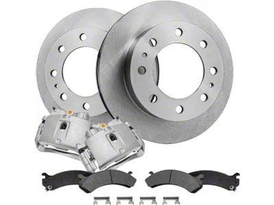 Vented 8-Lug Brake Rotor, Pad and Caliper Kit; Front (07-10 Sierra 2500 HD)