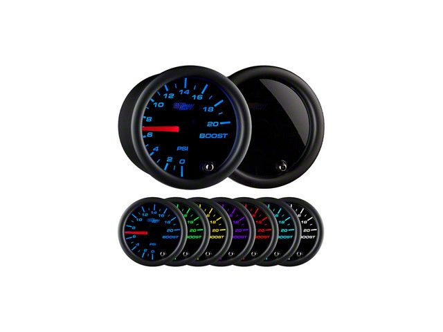 20 PSI Boost Gauge; Tinted 7 Color (Universal; Some Adaptation May Be Required)