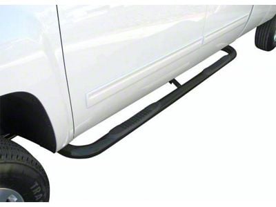 3-Inch Round Side Step Bars; Body Mount; Black (07-19 Sierra 3500 HD Extended/Double Cab)