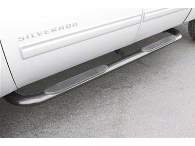 4-Inch Oval Bent Nerf Side Step Bars; Polished Stainless (20-24 Sierra 3500 HD Double Cab)