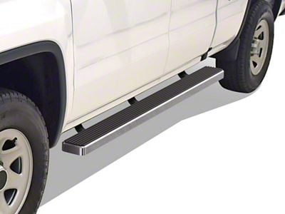 5-Inch iStep Running Boards; Hairline Silver (07-19 Sierra 3500 HD Extended/Double Cab)