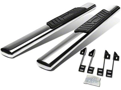 5-Inch Straight Nerf Side Step Bars; Stainless Steel (07-14 Sierra 3500 HD Regular Cab)