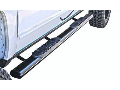 5-Inch Straight Oval Side Step Bars; Body Mount; Semi-Gloss Black (07-14 Sierra 3500 HD Regular Cab)
