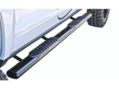 5-Inch Straight Oval Side Step Bars; Body Mount; Semi-Gloss Black (07-19 Sierra 3500 HD Crew Cab)