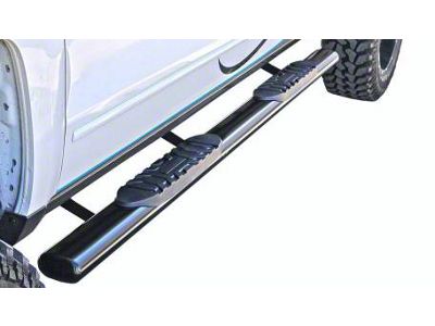 5-Inch Straight Oval Side Step Bars; Rocker Mount; Semi-Gloss Black (07-19 Sierra 3500 HD Extended/Double Cab)