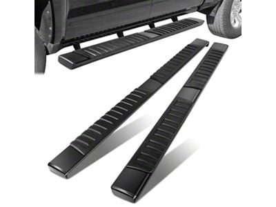 6-Inch Wide Flat Running Boards; Black (07-19 6.0L Sierra 3500 HD Crew Cab)