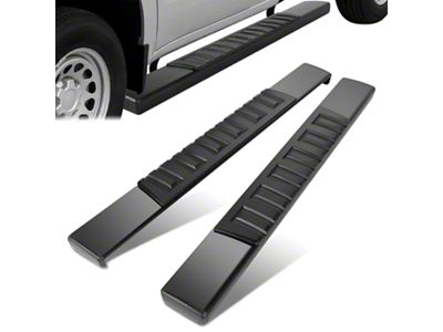 6-Inch Wide Flat Running Boards; Black (20-24 Sierra 3500 HD Regular Cab)