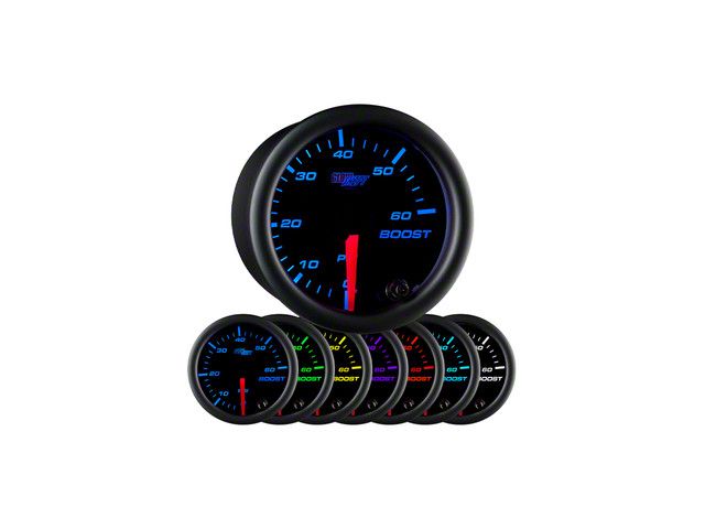 60 PSI Boost Gauge; Black 7 Color (Universal; Some Adaptation May Be Required)