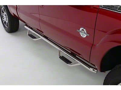 Go Rhino Dominator Classic D2 Cab Length Side Step Bars; Polished (11-14 6.6L Duramax Sierra 3500 HD Crew Cab)