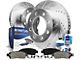 Drilled and Slotted 8-Lug Brake Rotor, Pad, Brake Fluid and Cleaner Kit; Front (07-10 Sierra 3500 HD SRW)