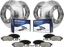 Drilled and Slotted 8-Lug Brake Rotor and Pad Kit; Front and Rear (07-10 Sierra 3500 HD SRW)