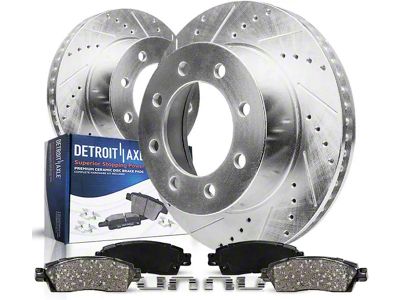 Drilled and Slotted 8-Lug Brake Rotor and Pad Kit; Front (07-10 Sierra 3500 HD SRW)