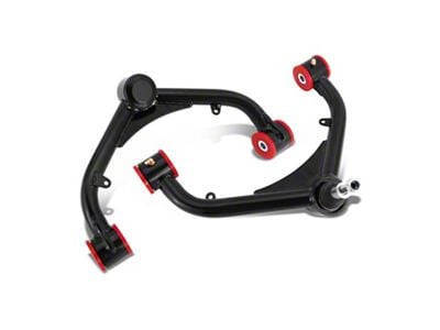 Front Upper Control Arms for 2 to 4-Inch Lift; Black/Red (01-10 Sierra 3500 HD)