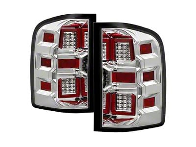 Full LED Tail Lights; Chrome Housing; Clear Lens (07-14 Sierra 3500 HD DRW)