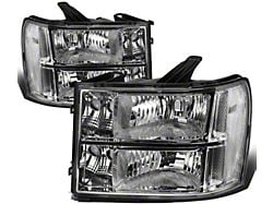 Headlights with Clear Corner Lights; Chrome Housing; Clear Lens (07-14 Sierra 3500 HD)