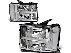 Headlights with Clear Corners; Chrome Housing; Clear Lens (07-14 Sierra 3500 HD)