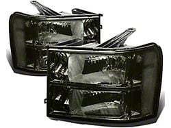 Headlights with Clear Corners; Chrome Housing; Smoked Lens (07-14 Sierra 3500 HD)