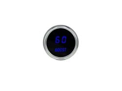 LED Analog Bargraph Boost Gauge with Chrome Bezel; 2-1/16-Inch; Blue; 0-60 PSI (Universal; Some Adaptation May Be Required)