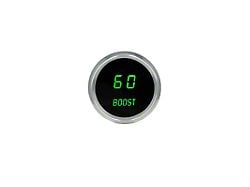 LED Analog Bargraph Boost Gauge with Chrome Bezel; 2-1/16-Inch; Green; 0-60 PSI (Universal; Some Adaptation May Be Required)