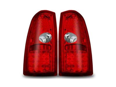 LED Tail Lights; Chrome Housing; Red/Clear Lens (01-06 Sierra 3500 HD)